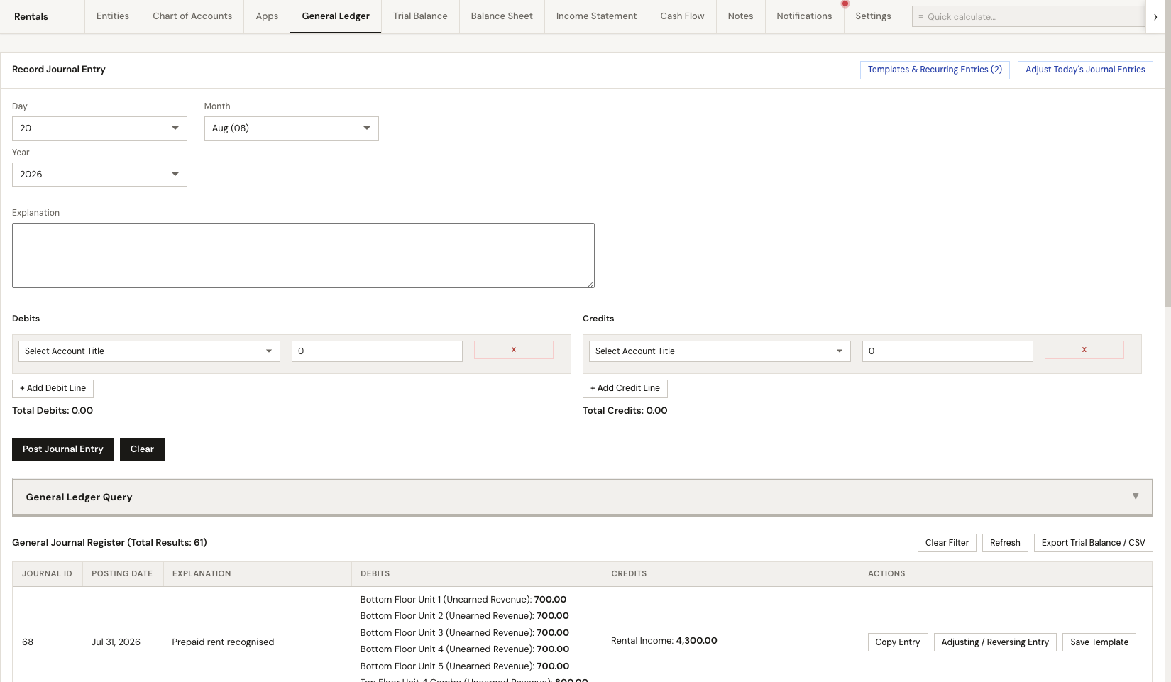Transaction entry screenshot